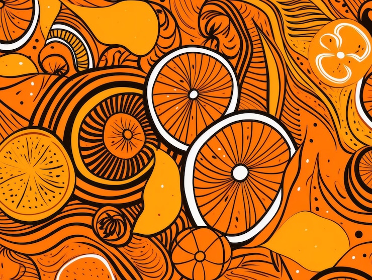 Photo seamless fun line doodle orange pattern ar 43 v 52 job id b59d5800dcd4442db070b993bf8d7eaf