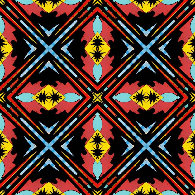 Seamless geometric pattern with rhombuses triangles squares Tribal ethnic background