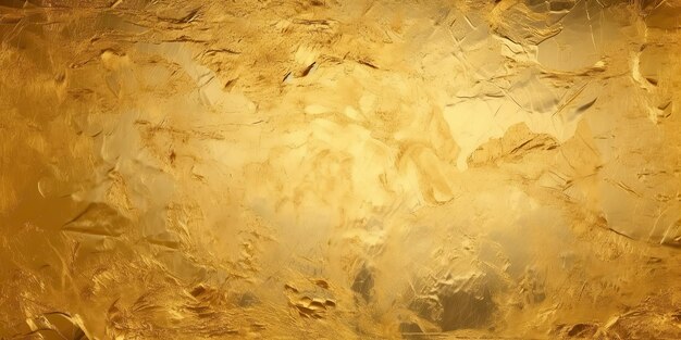 Seamless gold leaf background texture Shiny golden yellow crumpled metallic foil repeat pattern