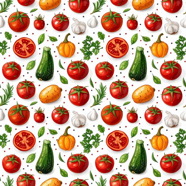 Seamless grocery vegetarian pattern in vector style