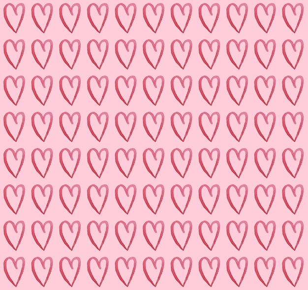 seamless hand-painted watercolor red hearts pattern background