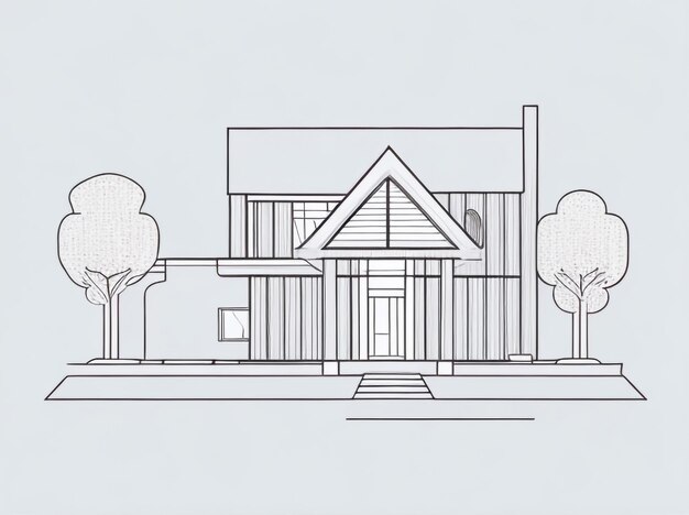 Seamless Homeliness Continuous Thin Line Home Vector Illustration