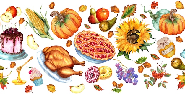 Seamless horizontal food pattern for the holiday.