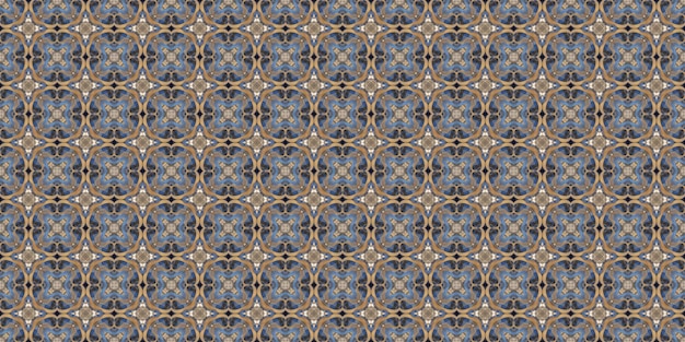 Seamless illustrated pattern made of abstract elements in beige blue and brown