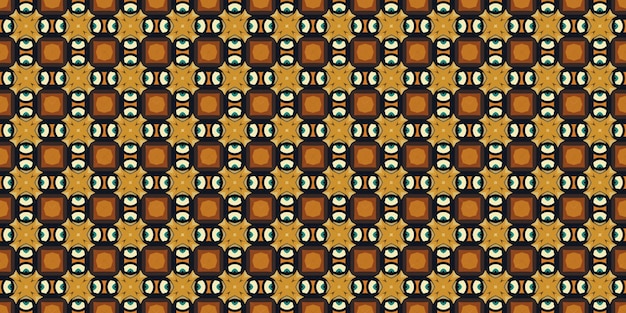 Seamless illustrated pattern made of abstract elements in beige brown and black