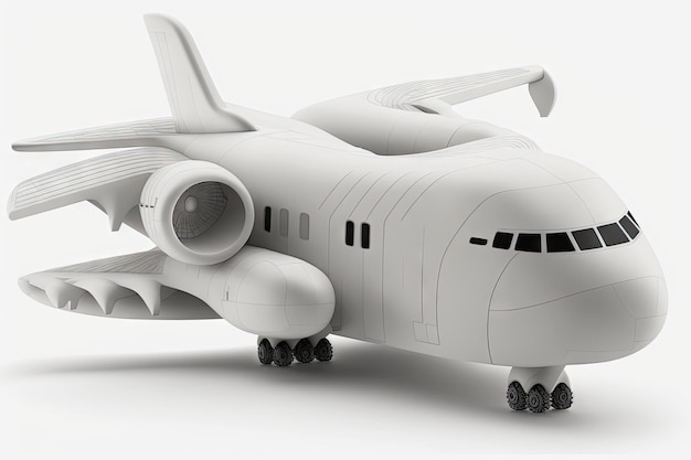 Seamless image of future futuristic cargo plane of future over white background created with generat