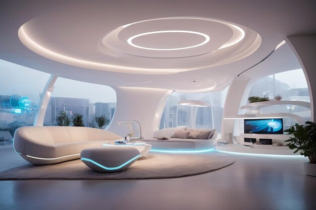 Photo the seamless integration of ai augmented reality and advanced automation in a futuristic home oasis