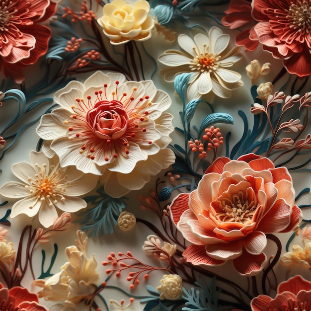 Photo seamless of intricate papercraft art work with delicate patterns and designs ai generated