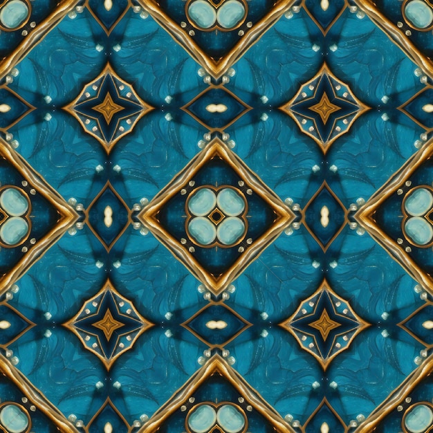 Seamless kaleidoscope pattern of blue color For eg fabric wallpaper wall decorations