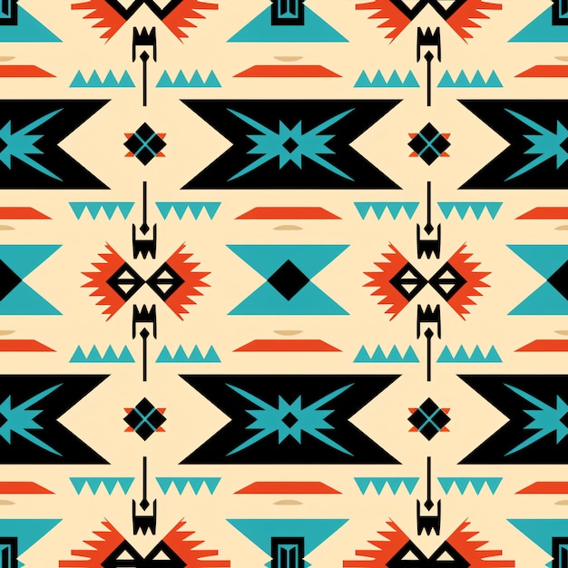 Photo seamless knitting pattern in indian style background in traditional style native america