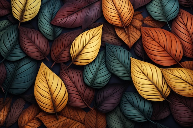 Seamless Leaf Pattern Background Generative AI
