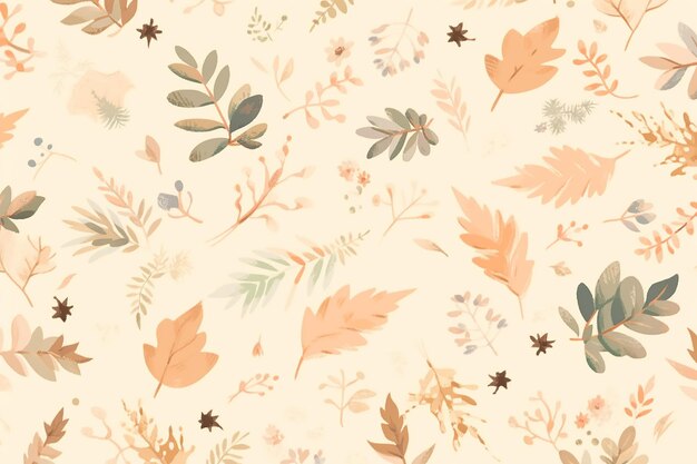 Photo seamless leaves pattern in pastel background wallpaper