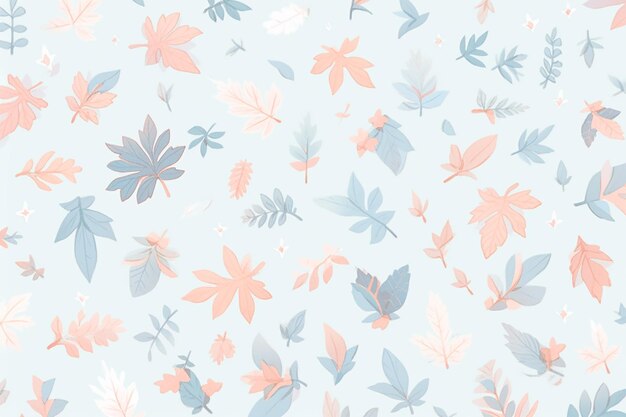 seamless leaves pattern in pastel background wallpaper