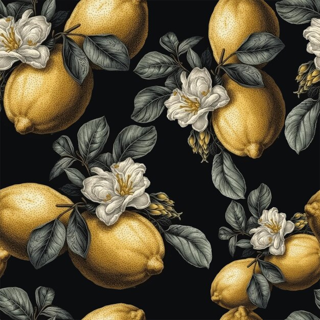 Seamless lemon pattern Seamless Pattern Lemon Fruits Background