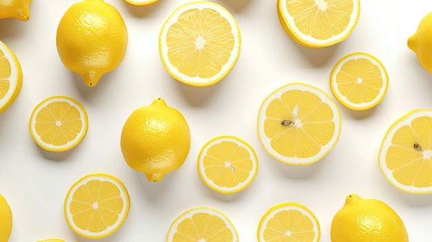 Seamless Lemon Pattern on White Background