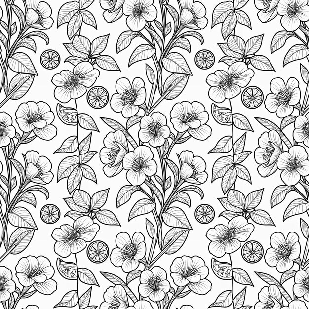 Photo seamless line pattern with flowers