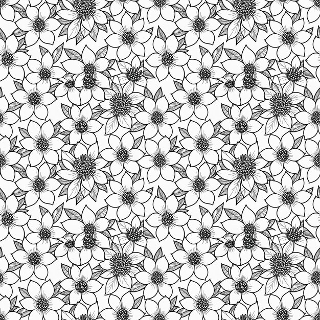 Photo seamless line pattern with flowers