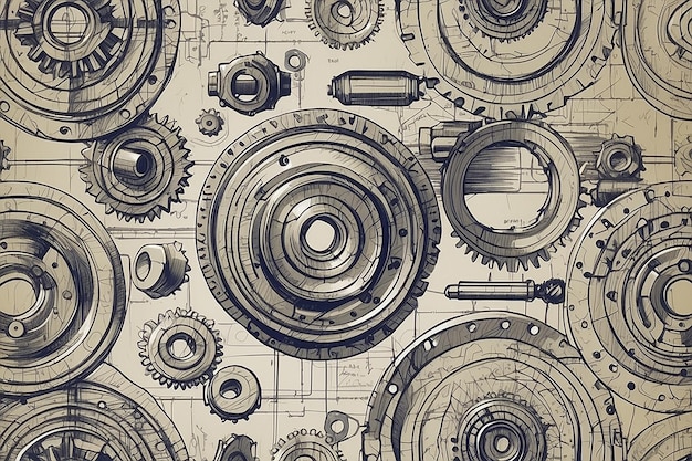 Photo seamless mechanical engineering drawings milling cutter technical design