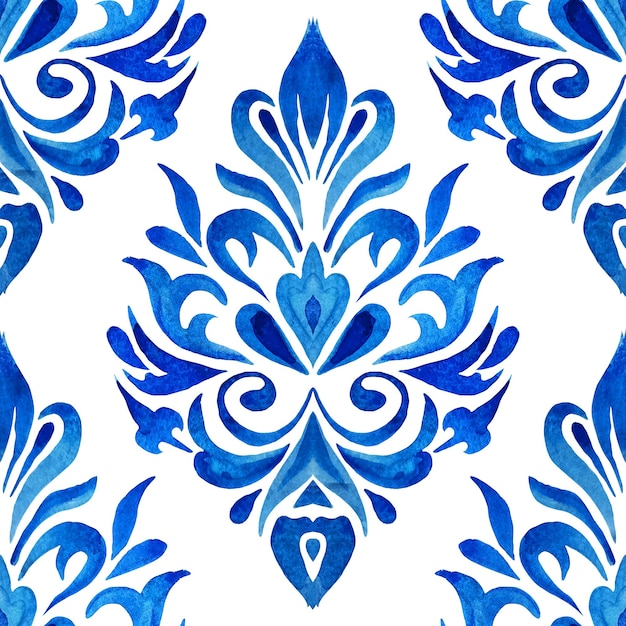 Seamless mediterranean Blue and white azulejo decorative design element