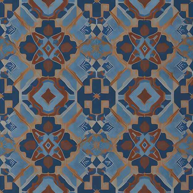 Seamless mosaic of Portuguese tile pattern design generated by Ai