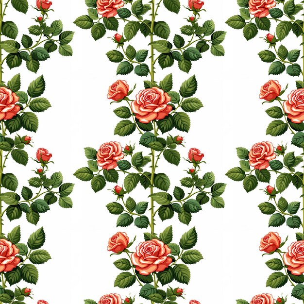 Photo seamless natural floral pattern on a white background