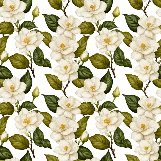 Photo seamless natural floral pattern with twigs and leaves