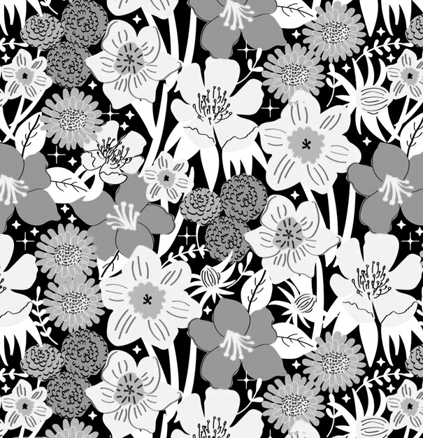 seamless nature floral botanical pattern illustration