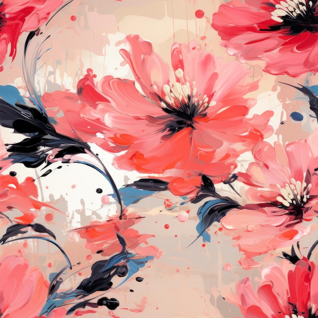 Seamless Painted Floral Dior Textile Pattern AI Generated