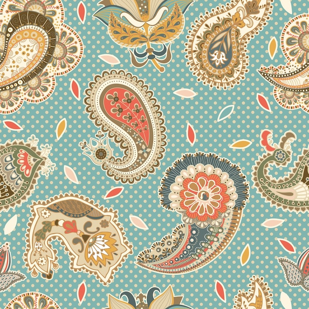 Seamless Paisley background floral pattern Colorful ornamental background