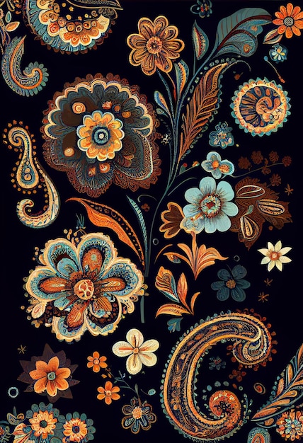 원활한 페이즐리 바틱 패턴 꽃