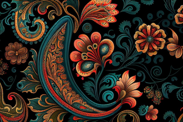 Seamless Paisley Batik Pattern Flower