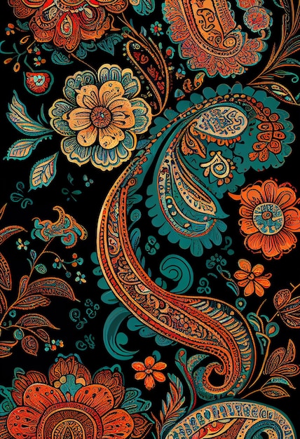 Seamless Paisley Batik Pattern Flower