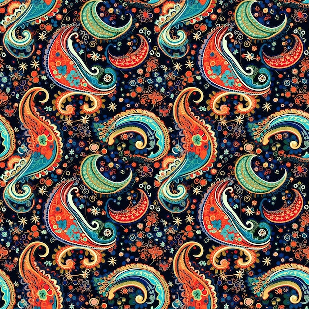 Photo seamless paisley pattern indian traditional oriental multicolored ornament texture background decor for fabric