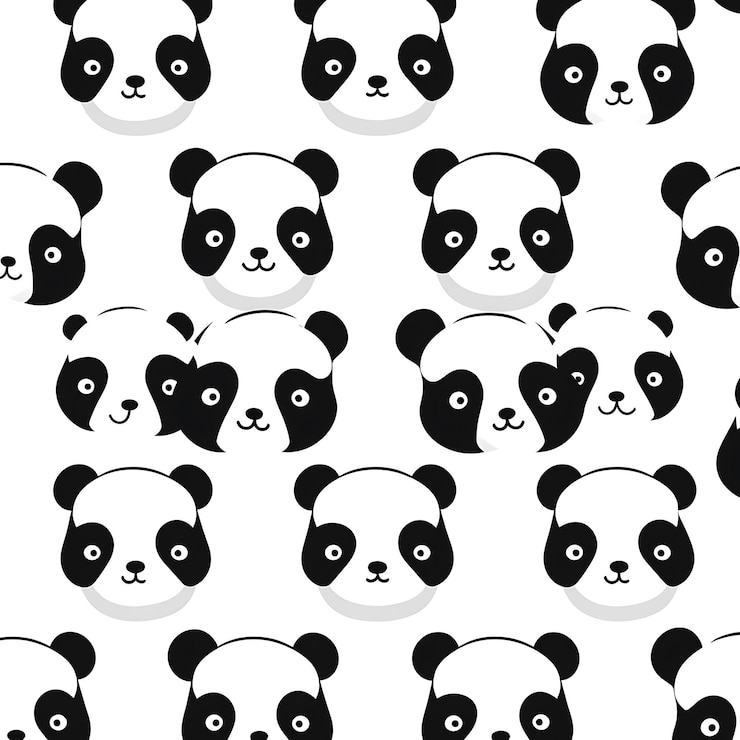 Photo seamless panda pattern