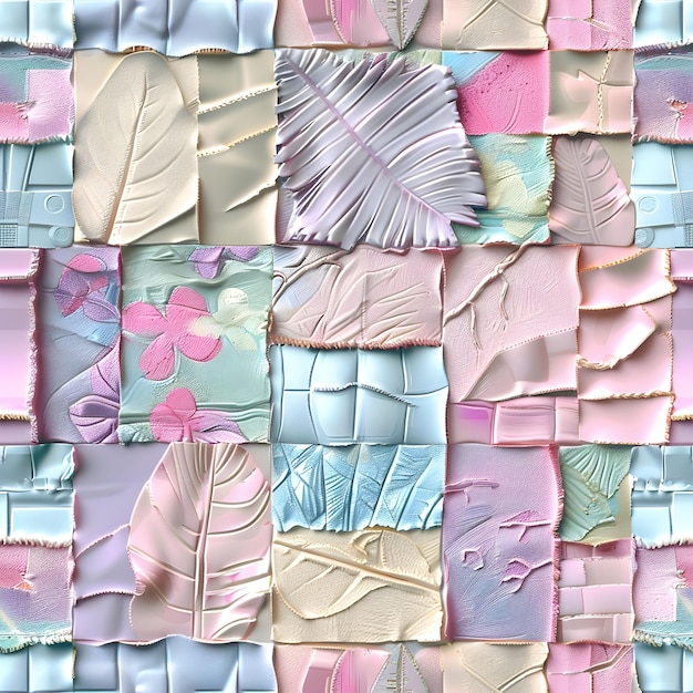 Photo seamless pattern 3d modern patchwork