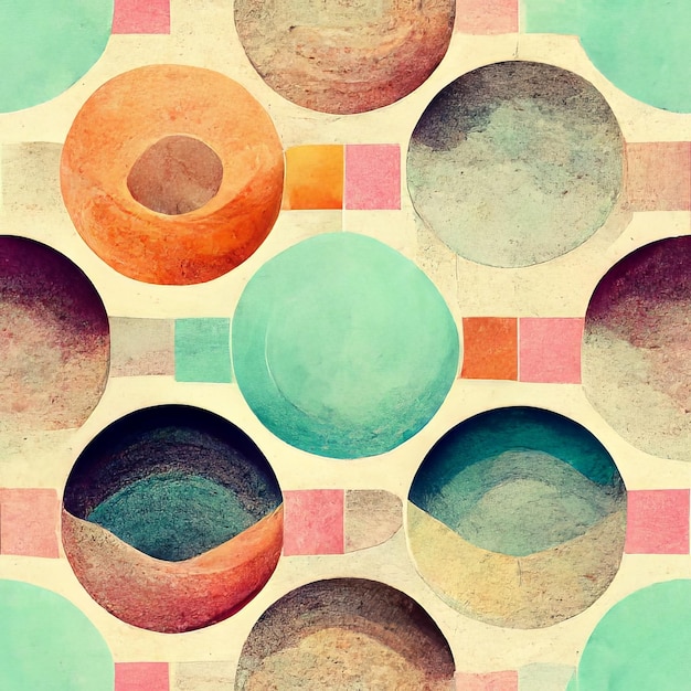 Seamless pattern abstract circular shapes. AI generative.