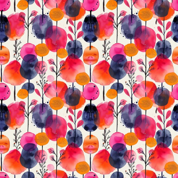 Photo seamless pattern abstract watercolor floral texture on light background