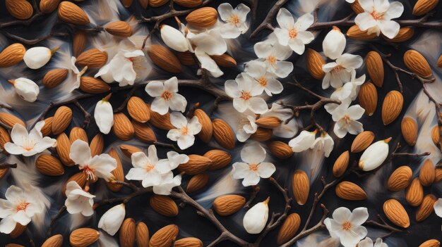 Photo seamless pattern almonds also great as a versatile backdrop or wallpaper