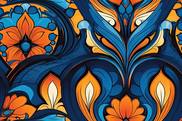 seamless pattern arabesque repeating illustration continuous design for fabric