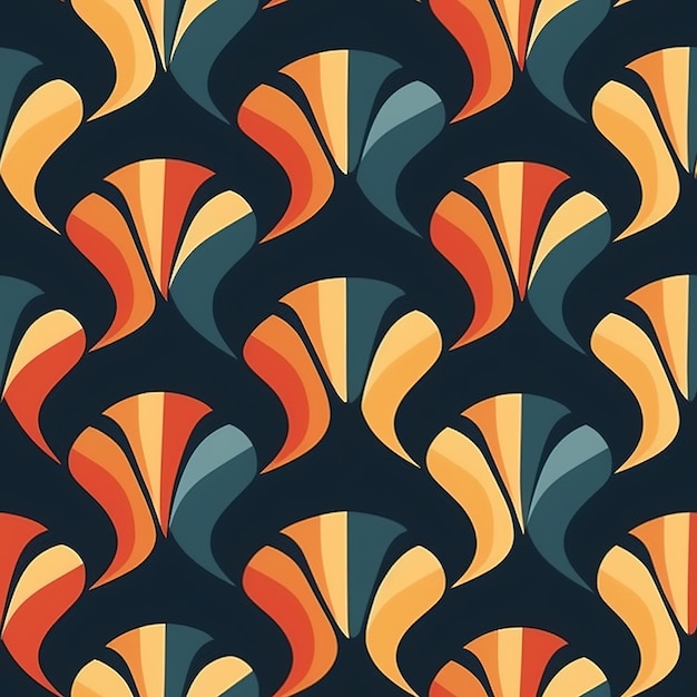 Seamless pattern in art deco style floral background AI generated