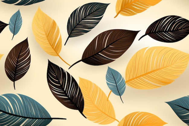 seamless pattern of autumn leaves on a beige background