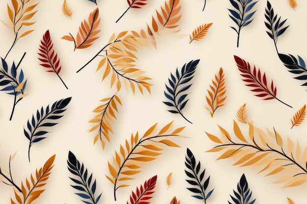 seamless pattern of autumn leaves on a beige background