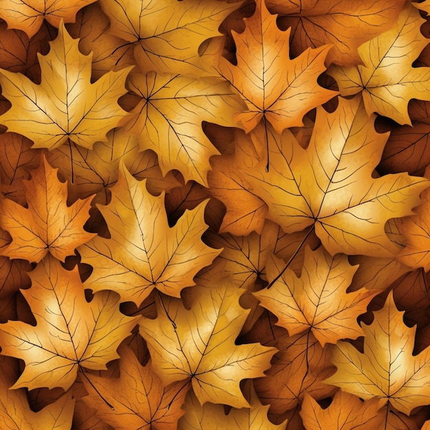 A seamless pattern of autumn leaves with the word maple on the top.