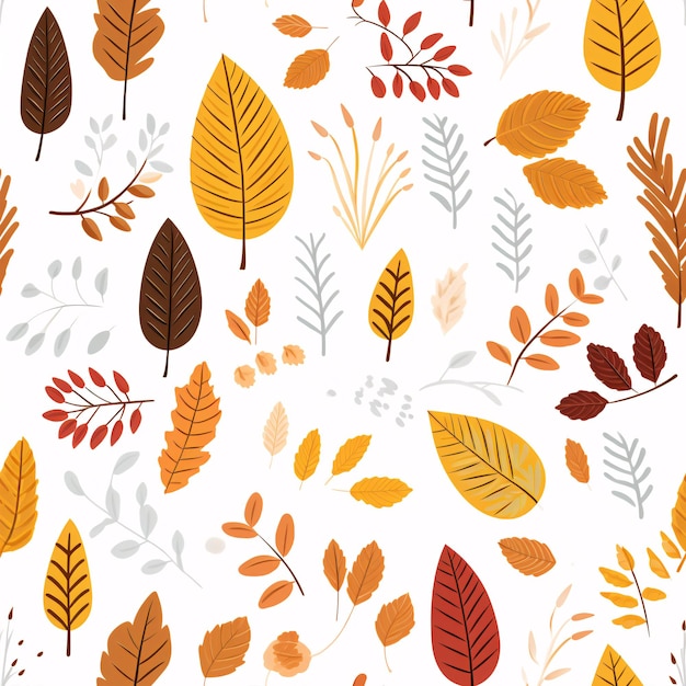 Photo seamless pattern of autumnal orange leaves a background of fall foliage
