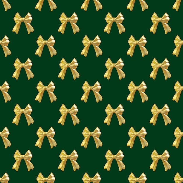 Seamless pattern background of christmas bow on green background