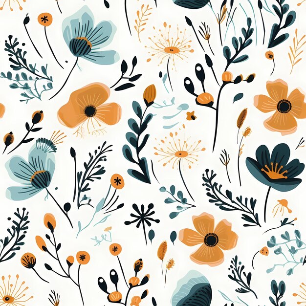 Seamless pattern background from a variety of multicolored Flowers