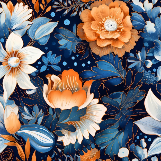 Seamless pattern background from a variety of multicolored Flowers