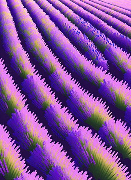 Foto uno sfondo a disegno senza cuciture ispirato da un tranquillo campo di lavanda con file di piante di lavanda e api che ruggiscono creando un'atmosfera serena e calmante