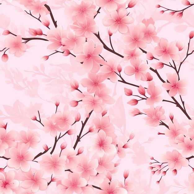 seamless pattern background showcasing a symphony of cherry blossoms in full bloom