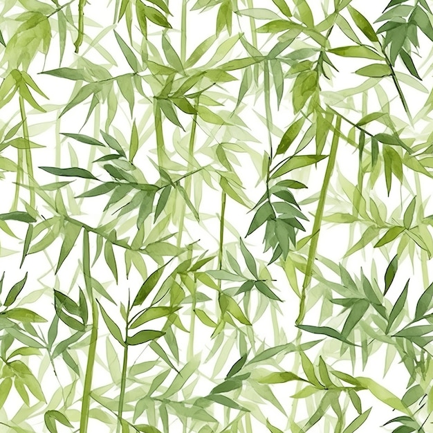 Photo a seamless pattern of bamboo leaves on a white background.